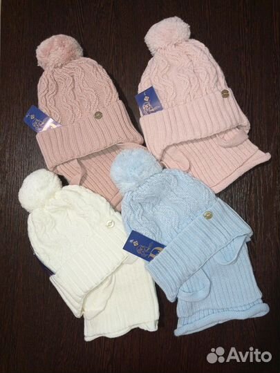 Комплект шапка и снуд для девочек, зимний