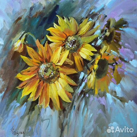 Картина маслом. Подсолнухи