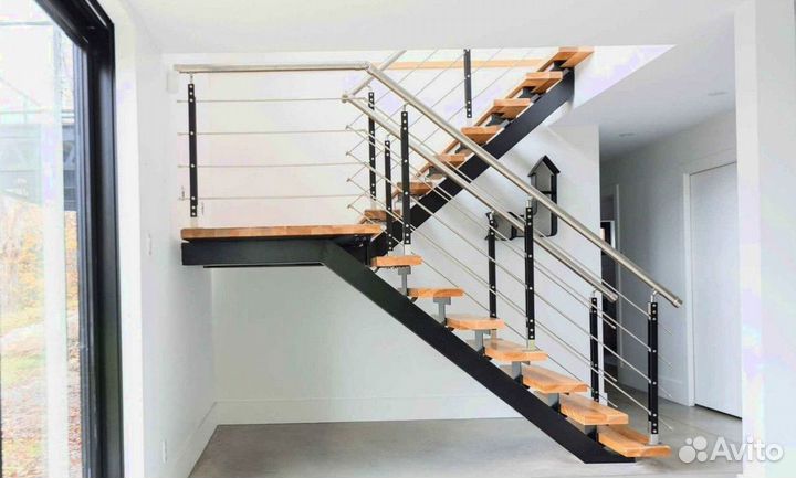 Лестница на металлическом каркасе дизайн 4110