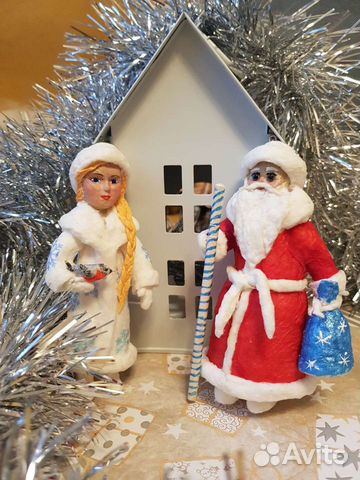 Дед мороз и снегурочка ватные игрушки