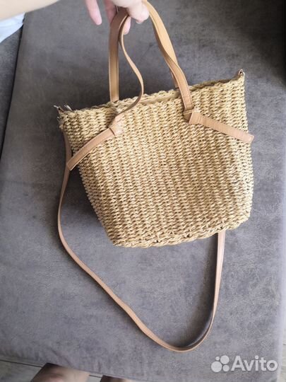 Cумка плетёная из лозы рафии соломки джута