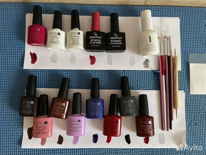 Шеллак стразы блески кисточки