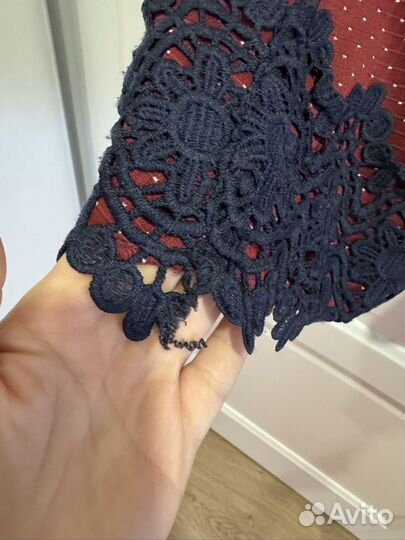 Платье бордовое с синим 44-46