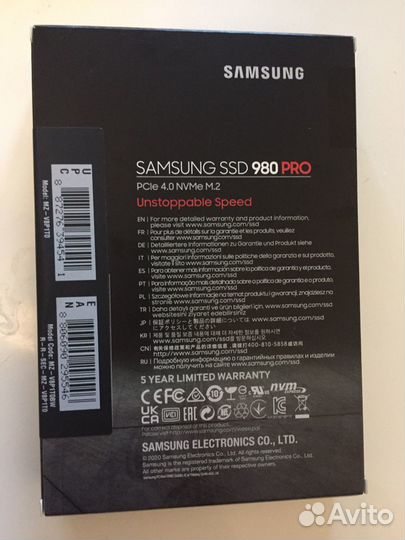 SSD Samsung 980 Pro 1TB M.2 MZ-v8p1t0bw
