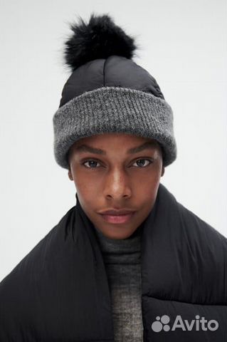 Стеганая шапка-бини женская