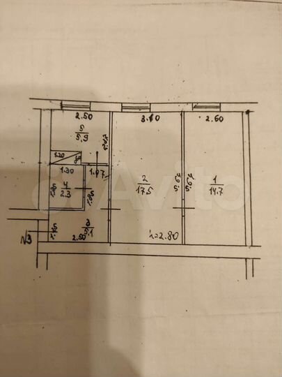 2-к. квартира, 45,5 м², 1/2 эт.