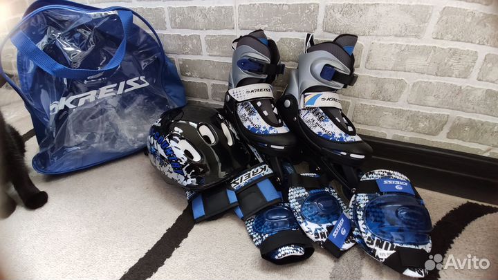 Набор ролики+защита Kreiss M (34-37) Синий