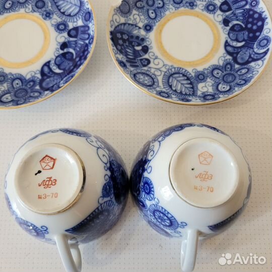 Чайная пара фарфор лфз Синяя птица