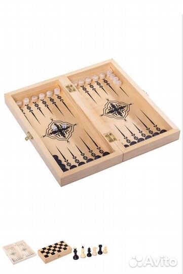 Игра 3в1 (нарды, шахматы, шашки) 40х20х6см Классик