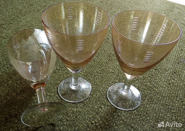 Фужеры СССР. 210 мл. 6 шт. Б/у. Стекло