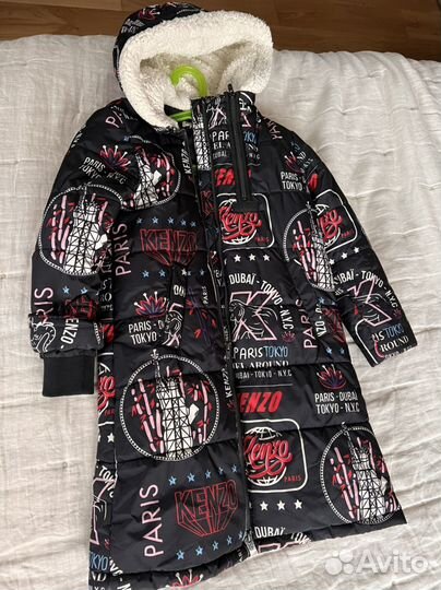 Плащ- пуховик зимний для девочки Kenzo оригинал