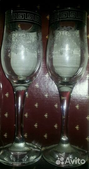Бокалы богемский хрусталь с гравировкой и позолото