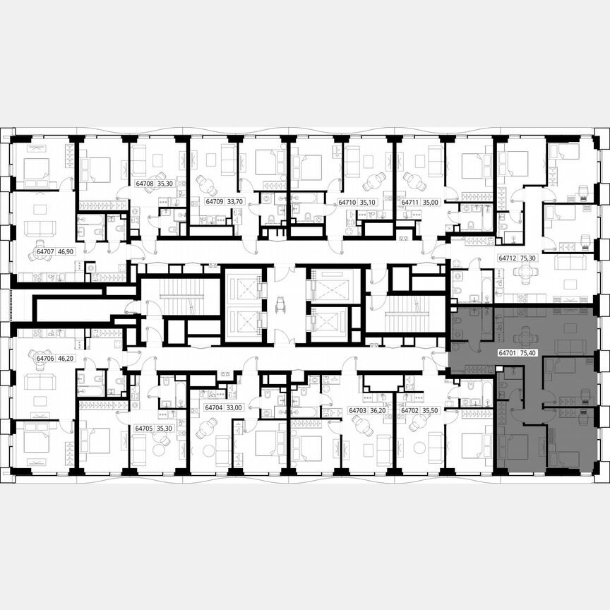 3-к. квартира, 75,4 м², 47/48 эт.