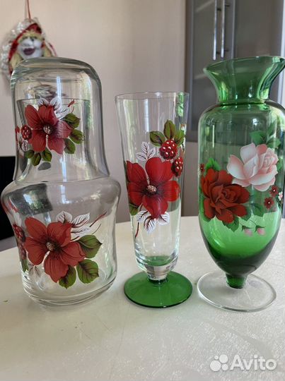 Кувшин, фужеры цветное стекло
