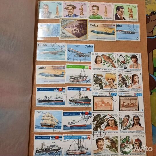 Марки Куба разные и паровозы Парагвай