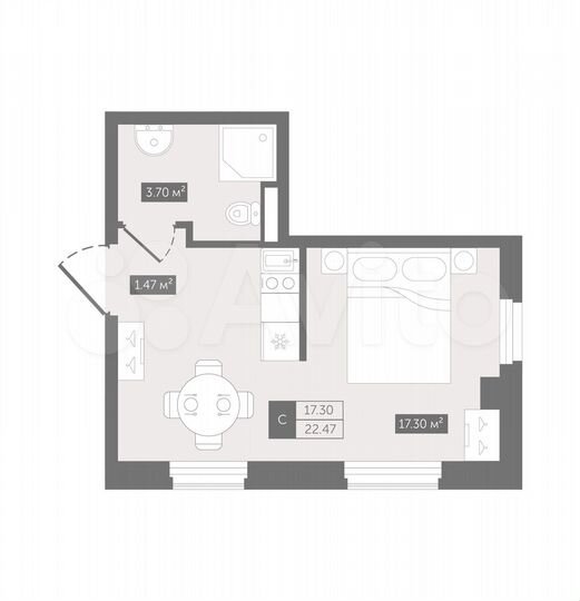 Апартаменты-студия, 22,5 м², 3/13 эт.