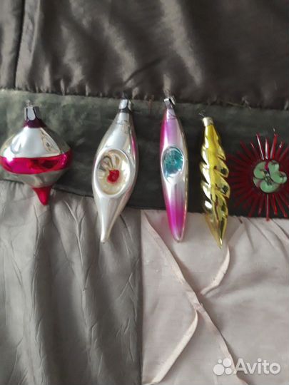 Елочные игрушки СССР и верхушка стеклоярус