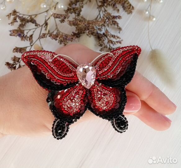 Украшение брошь бабочка ручной работы