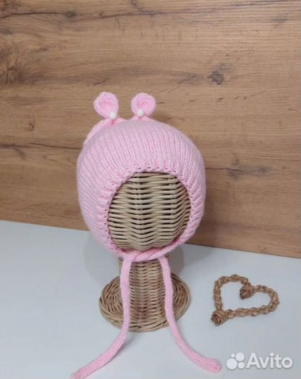 Шапочка чепчик с ушками зайки