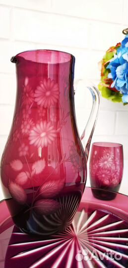 Марганцевое стекло СССР графин со стаканами