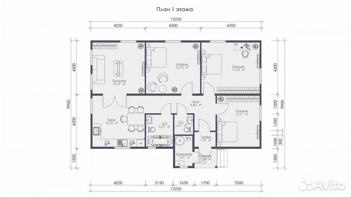 Дом каркасный под ключ 105 м², проект Апраксин New