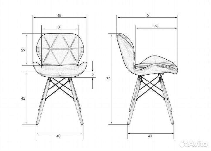 Стул eames батерфляй Baterfly серый рогожка в нали