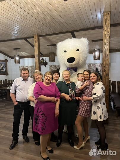 Белый мишка поздравление, ростовая кукла