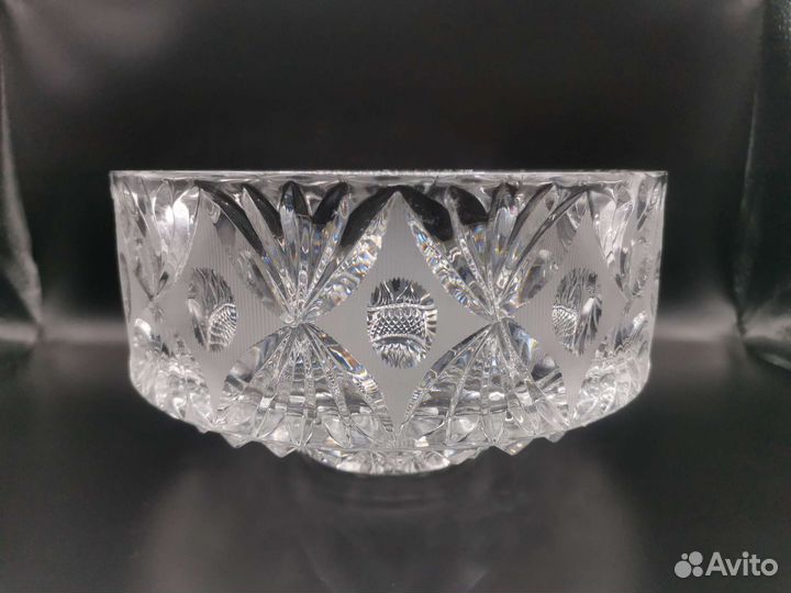 Салатник Конфетница Хрусталь Резьба СССР (Ч)