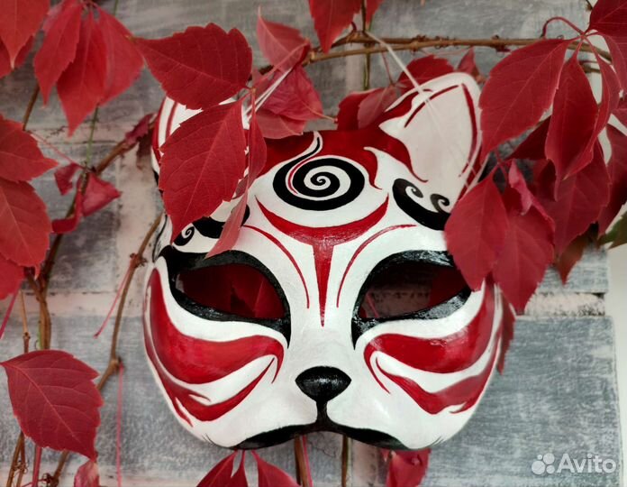 Маска кошка лиса кицунэ
