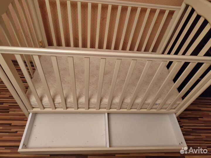 Детская кроватка Papaloni качалка с матрасом120х60