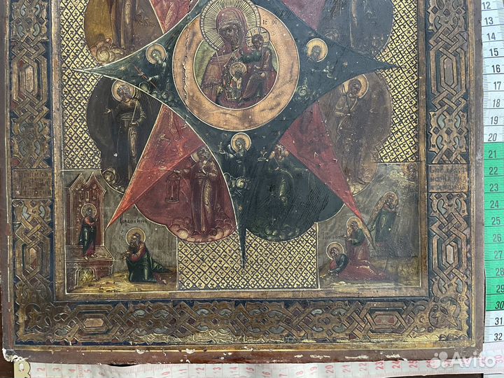 Икона Купина Неопалимая доска кипарис шпонки дубов