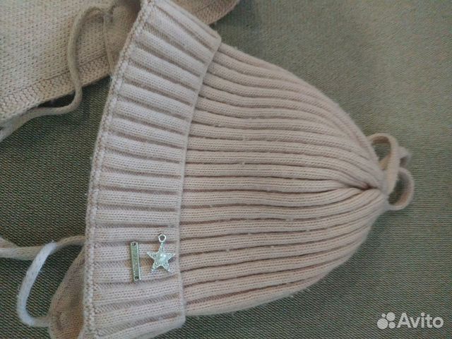 Шапка и шарф весна осень для девочки 6-12- 18мес