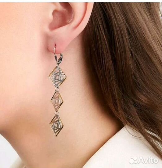 Серебряные серьги подвески 925пр