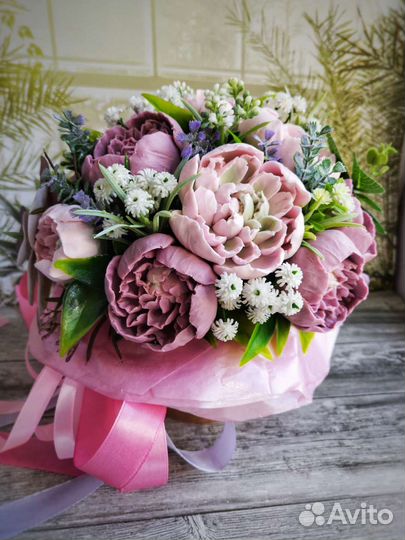 Букет из мыла Пионы