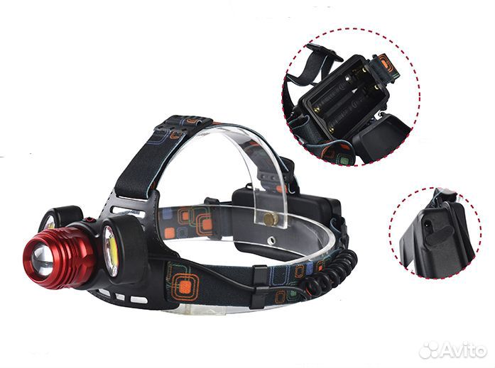 Фонарь налобный 3led t6