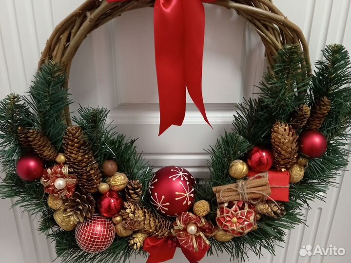 Венок на дверь рождественский
