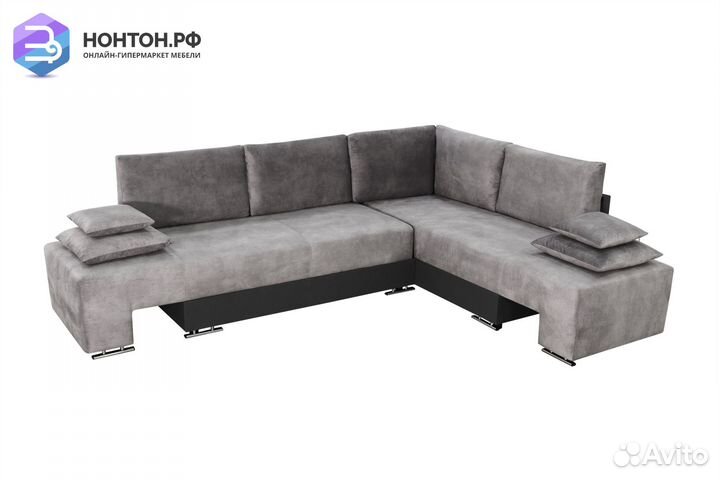Диван угловой трансформер Премьер светло-серый