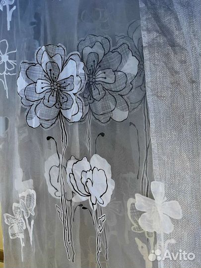 Шикарный тюль/гардина/штора/портьера с цветами