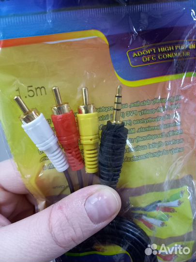 Кабель 3RCA-AUX, тюльпаны на 3.5 Jack, 1.5м