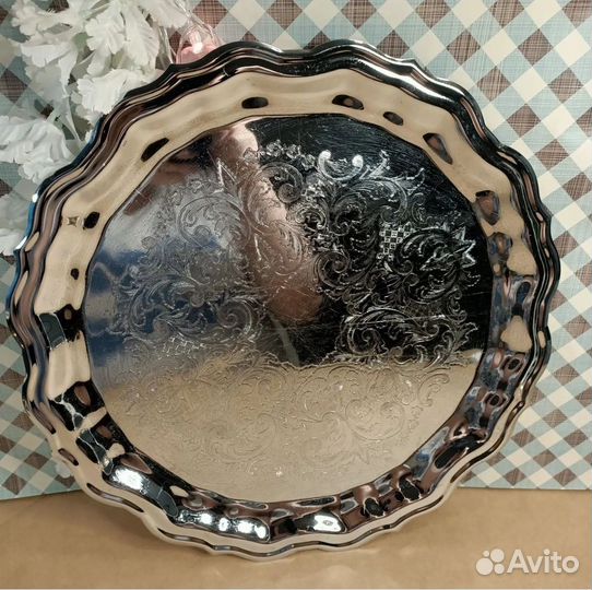 Поднос мельхиоровый СССР Глухарь Кольчугино
