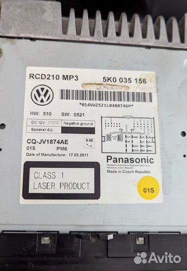 Магнитола Panasonic Volkswagen Golf