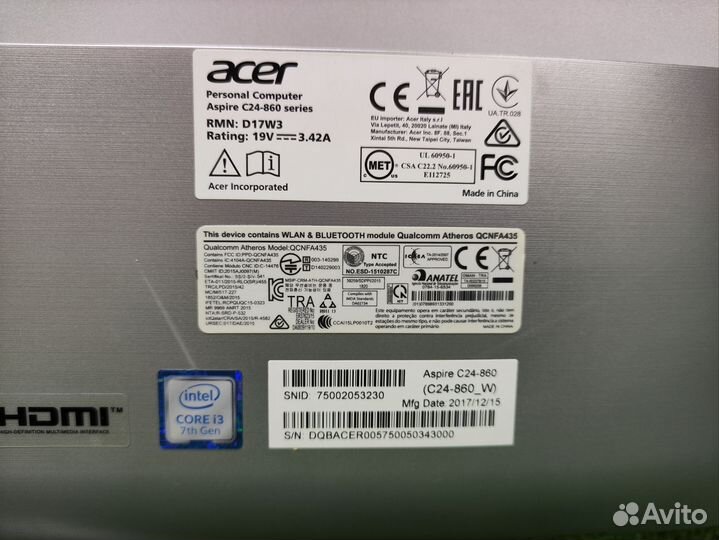 Моноблок Acer i3/8GB/SSD