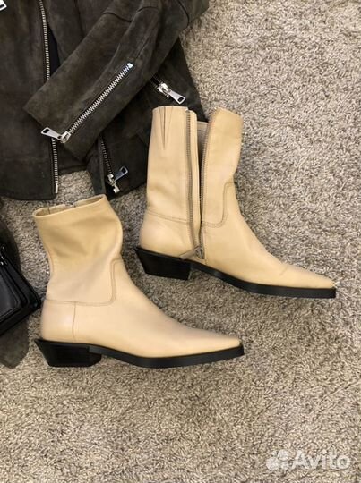 Кожаные сапоги zara 36