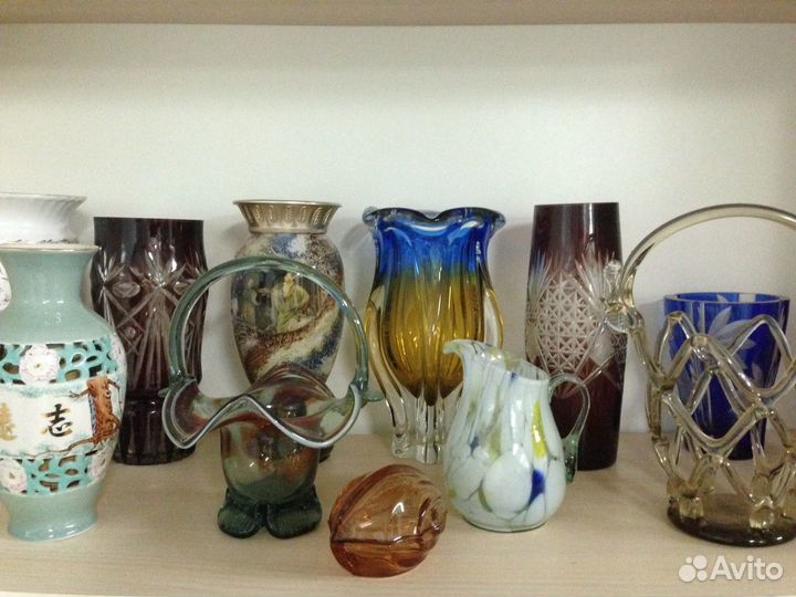 Вазы Конфетницы Молочник из цветного стекла СССР