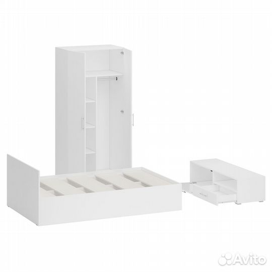 Спальня белая Стандарт № 3 Стандарт с кроватью 1200, цвет белый, спальное место 1200х2000 мм., без м