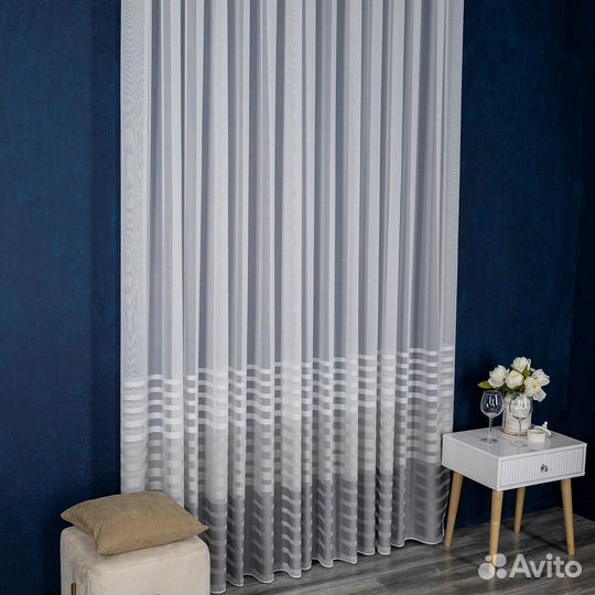 Тюль Трио риф готовый на окна пошив