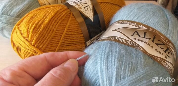 Пряжа Alize голубая и охра