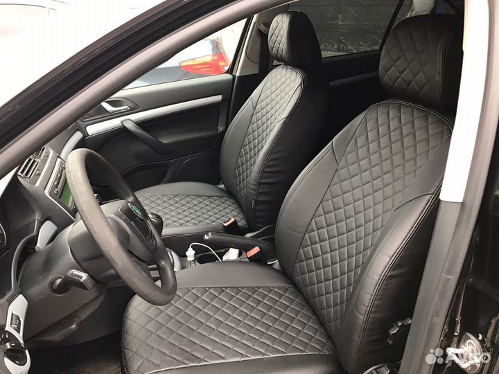 Чехлы Автопилот skoda octavia A5 ромб черный