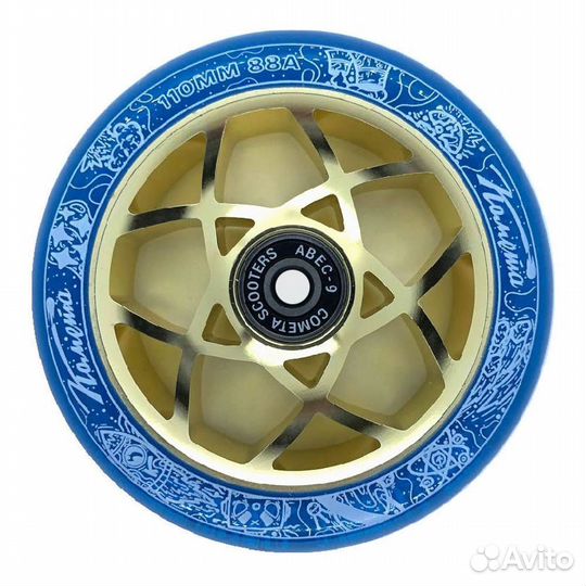 Колесо для самоката Комета Атом Синий/Золотой