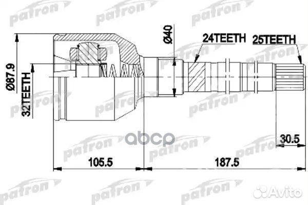 Шрус внутренний правый к-кт 25x28x32 chrysler: